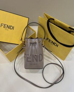 Fake Fendi Tresor Mini Bucket Grey - designer handbag clone