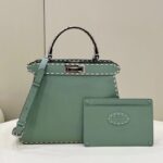 Replica Fendi Peekaboo Green Python Handle - high-quality designer bag dupe