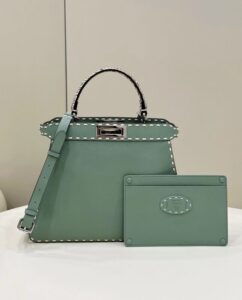 Fake Fendi Peekaboo Green Python Handle - high-quality designer bag dupe