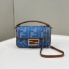 Fake Fendi Baguette Small Denim Blue - top-grade luxury bag dupe