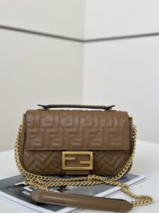 Replica Fendi Baguette Sliding Chain Brown - high-end replica designer purse