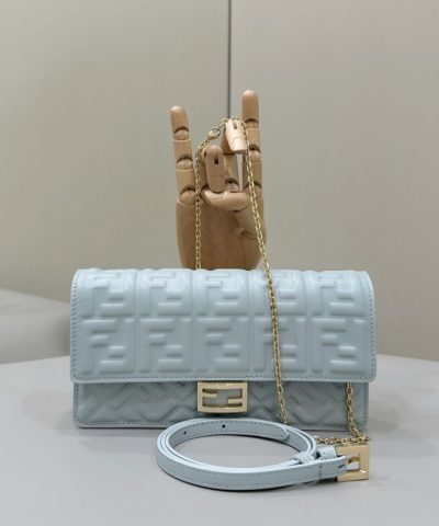 Fake Fendi Baguette Small Sky Blue - best quality fake designer bag
