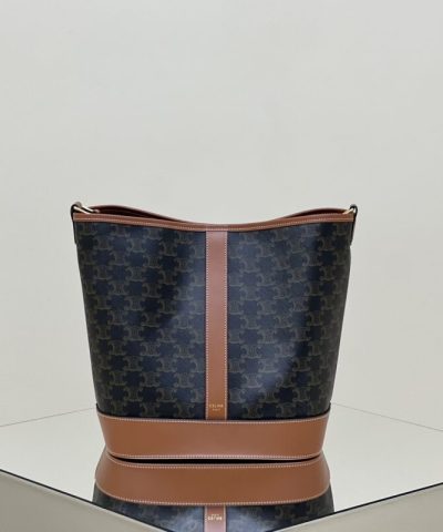 Fake Celine Triomphe Bucket Brown - affordable luxury replica bag