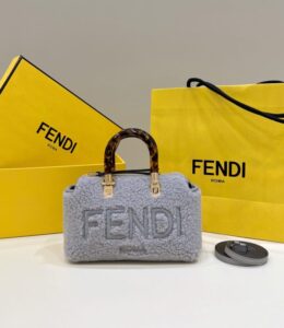 Fake Fendi By The Way Boston Blue Wool - 1:1 premium replica handbag