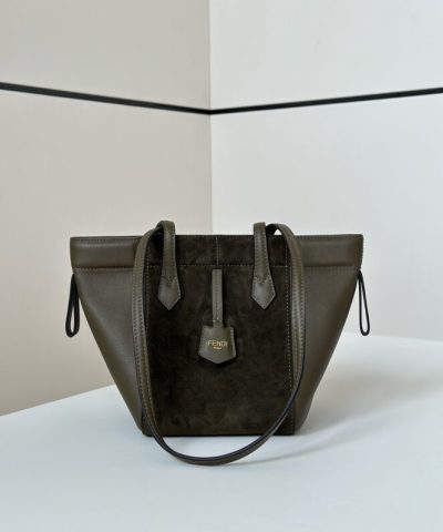 Fake Fendi Origami Small Dark Green - best quality fake designer bag