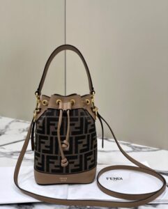 Replica Fendi Tresor Mini Bucket Brown - 1:1 premium replica handbag