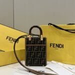 Replica Fendi Mini Tote Brown Canvas