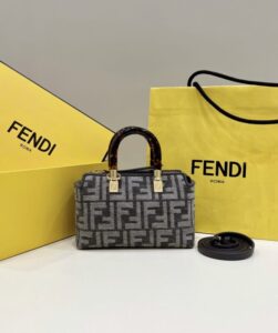 Fake Fendi By The Way Boston Brown Cotton - top-grade luxury bag dupe