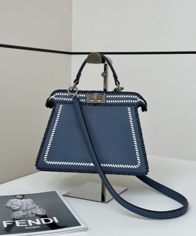 Fake Fendi Peekaboo Dark Blue - premium superclone handbag
