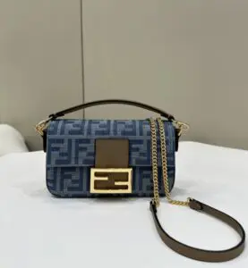 Replica Fendi Baguette Small Dark Bue Denim - affordable luxury replica bag