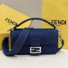 Replica Fendi Baguette Full Blue Denim - affordable luxury replica bag