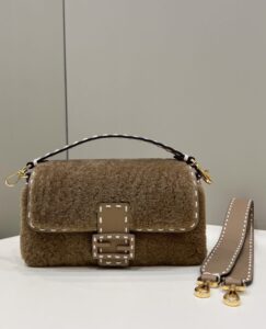 Replica Fendi Baguette Brown Wool - best quality fake designer bag