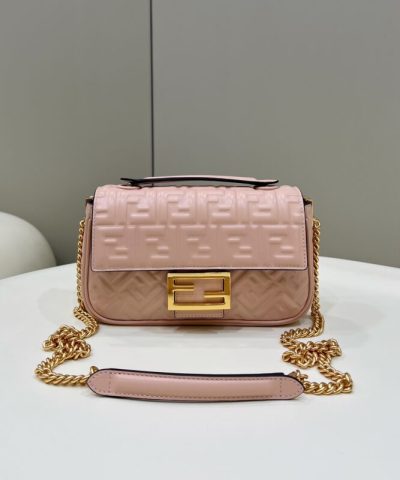 Fake Fendi Baguette Sliding Chain Pink - affordable luxury replica bag