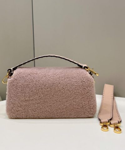Fake Fendi Baguette Pink Wool - 1:1 premium replica handbag