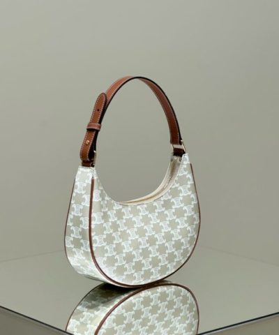 Replica Celine Triomphe Moon Bag White - best quality fake designer bag