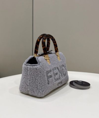 Fake Fendi By The Way Boston Blue Wool - designer handbag clone