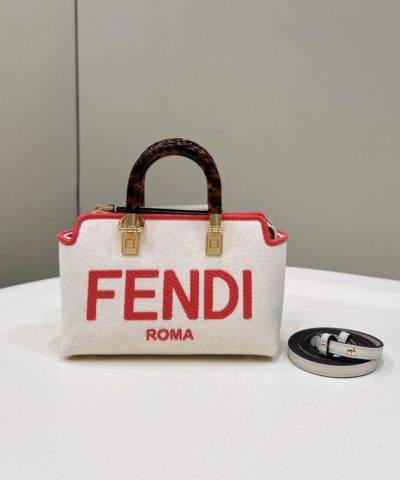 Fake Fendi By The Way Boston Red White - affordable luxury replica bag