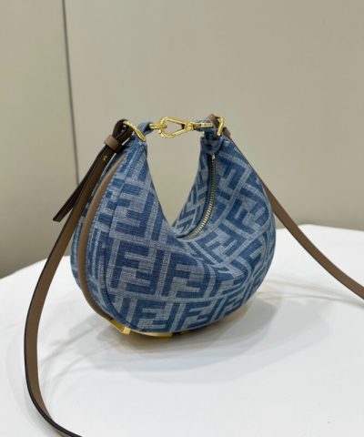 Fake Fendi Fendigraphy Small Denim Blue - ultra-realistic fake purse