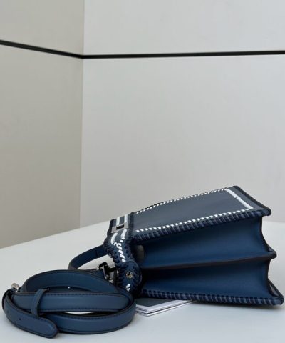 Fake Fendi Peekaboo Dark Blue - 1:1 premium replica handbag