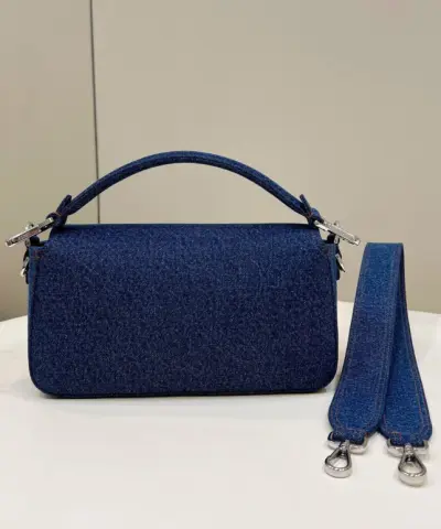Replica Fendi Baguette Full Blue Denim - elite factory replica handbag