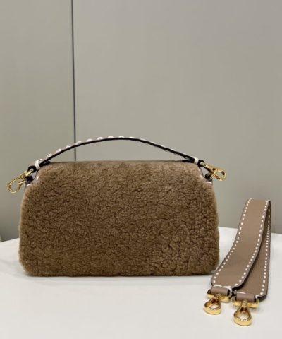 Replica Fendi Baguette Brown Wool - 1:1 premium replica handbag