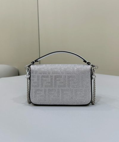 Fake Fendi Baguette Silver Diamond - affordable luxury replica bag
