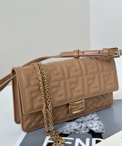 Fake Fendi Baguette Full Brown - affordable luxury replica bag