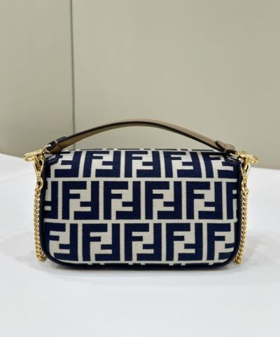 Fake Fendi Baguette Small Cotton Blue - affordable luxury replica bag