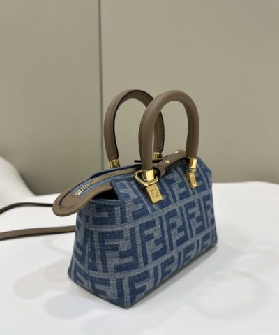 Fake Fendi By The Way Boston Blue Denim - elite factory replica handbag