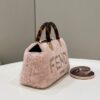 Fake Fendi By The Way Boston Pink Wool - designer handbag clone
