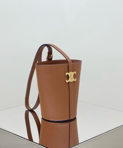 Fake Celine Triomphe Bucket Bag Brown - affordable luxury replica bag