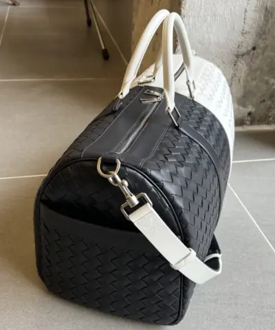 Replica Bottega Veneta Travel Bag Black White - affordable luxury replica bag