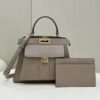 Replica Fendi Peekaboo With Patch Pocket Beige - elite factory replica handbag