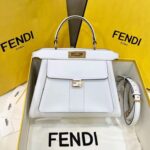 Replica Fendi Peekaboo With Patch Pocket White
