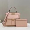 Fake Fendi Peekaboo With Patch Pocket Pink - 1:1 premium replica handbag