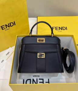 Replica Fendi Peekaboo With Patch Pocket Black - top-grade luxury bag dupe