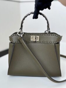 Replica Fendi Peekaboo Khaki Python Handle - ultra-realistic fake purse