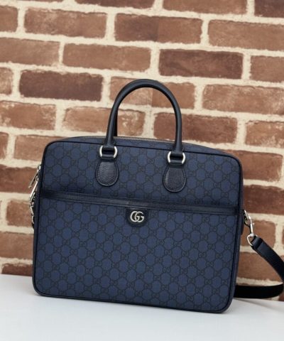 Fake Gucci Crossbody Briefcase Blue - high-end replica designer purse