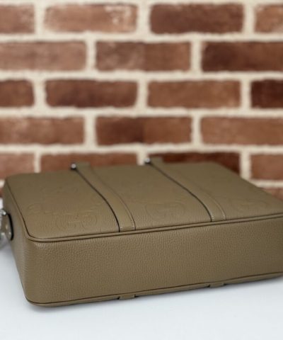 Fake Gucci Briefcase GG Leather Brown - best quality fake designer bag