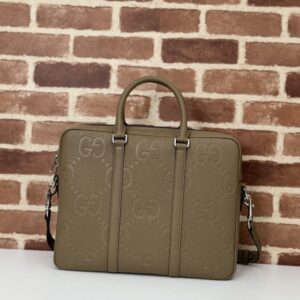 Fake Gucci Briefcase GG Leather Brown - affordable luxury replica bag