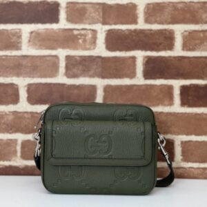 Fake Gucci Jumbo GG Crossbody Green - affordable luxury replica bag
