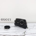 Replica Gucci Horsebit Chain Shoulder Bag Black - top-grade luxury bag dupe