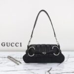 Replica Gucci Horsebit Chain Shoulder Bag Black - high-quality designer bag dupe