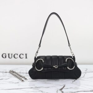 Replica Gucci Horsebit Chain Shoulder Bag Black - high-quality designer bag dupe