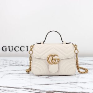 Replica Gucci GG Marmont Top Handle White - elite factory replica handbag