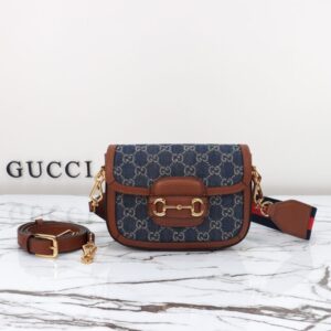 Replica Gucci Horsebit 1955 Double G Mini Denim - affordable luxury replica bag