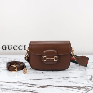 Fake Gucci Horsebit 1955 Double G Mini Brown - top-grade luxury bag dupe