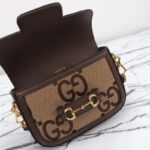 Replica Gucci Horsebit 1955 Double G Mini Brown Canvas