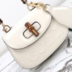 Replika Gucci Bamboo 1947 Patent White - wysokiej klasy replika designerskiej torebki