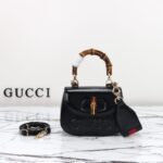 Replika Gucci Bamboo 1947 Patent Black - wysokiej klasy replika designerskiej torebki